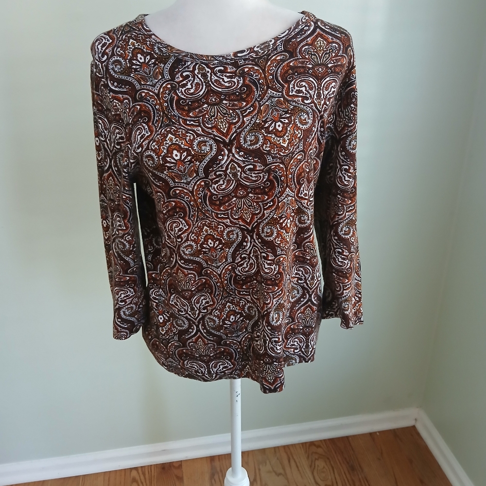 2/$15 Jones New York Cotton Paisley Pullover Top
